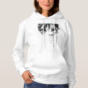 Manga-Mädchen mit farbgetränktem Blick Hoodie