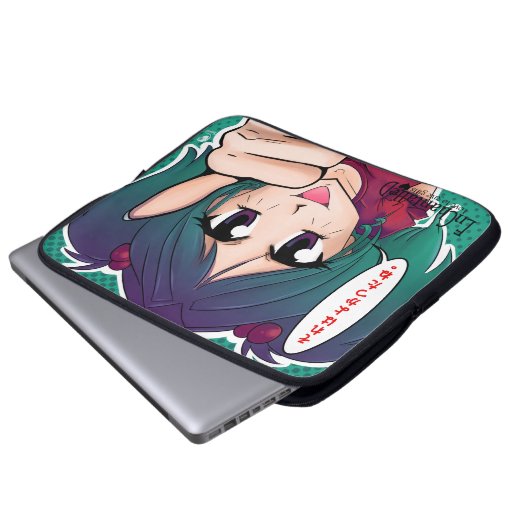 Manga Meisje dat aanmoedigd - Laptop Sleeve (Vorne Knopf)