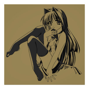 Manga, Neko Catgirl Furry Kawaii Loli Fotodruck