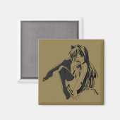 Manga, Neko Catgirl Furry Kawaii Loli Magnet (Vorderseite/Rückseite)