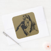 Manga, Neko Catgirl Furry Kawaii Loli Quadratischer Aufkleber (Umschlag)