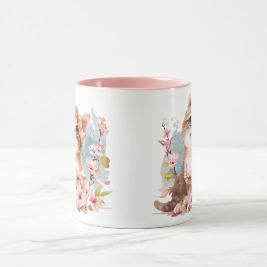 Manga Niedlich Kitten & Sakura Blume Katze Mama Ge Tasse (Zentrum)