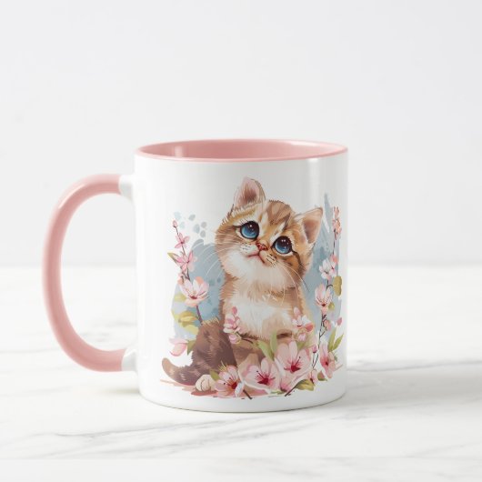 Manga Niedlich Kitten & Sakura Blume Katze Mama Ge Tasse (Links)