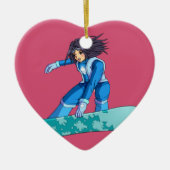 Manga Snowboarder-Mädchen Keramikornament (Vorne)
