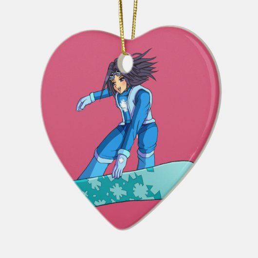 Manga Snowboarder-Mädchen Keramikornament (Links)