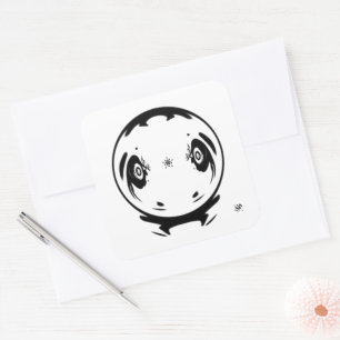 Manga-Sonderling-Ding Seltsame Cartoonfigur Quadratischer Aufkleber