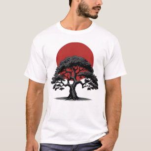 Manga Style Dark Tree mit Red Sun T - Shirt