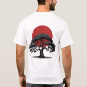 Manga Style Dark Tree mit Red Sun T - Shirt (Rückseite)