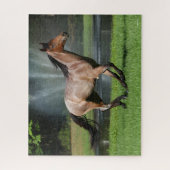 Mangalarga läuft vor dem Brunnen Puzzle (Vertikal)