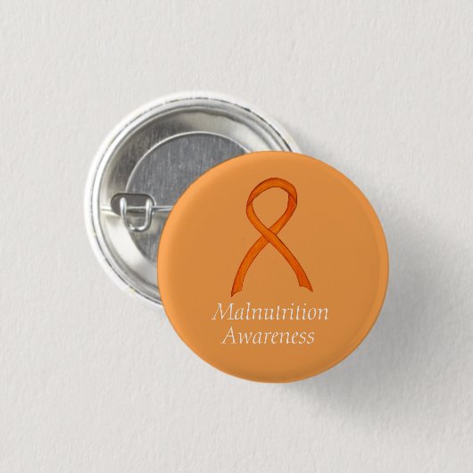 Mangelernährung Orange Awareness Ribbon Custom But Button (Vorne & Hinten)