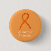 Mangelernährung Orange Awareness Ribbon Custom But Button (Vorderseite)