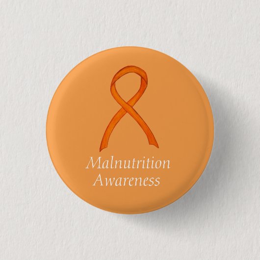 Mangelernährung Orange Awareness Ribbon Custom But Button (Vorderseite)
