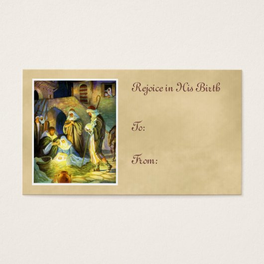 Manger Jesus Gift Tag Weihnachten (Vorderseite)