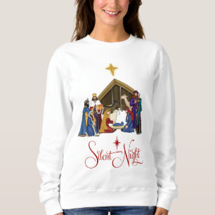 Manger Scene Christmas Sweatshirt oder T - Shirt