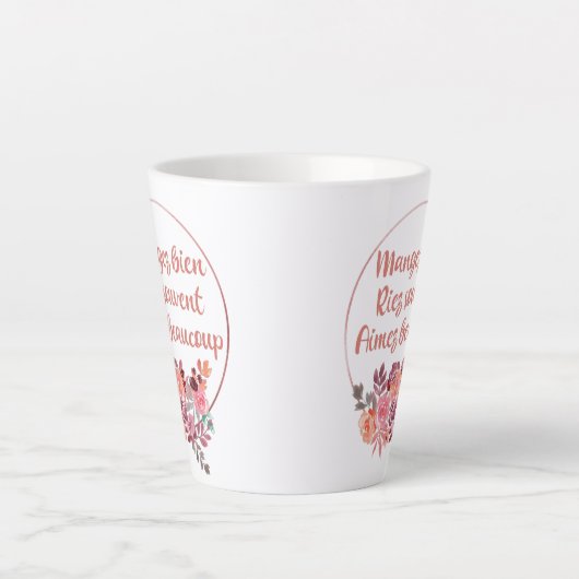 Mangez Bien Riez Souvent Aimez Beaucoup Französisc Milchtasse (Vorderseite)