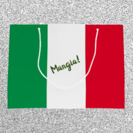 Mangia Italia Flag Rot Weiß und Grün Große Geschenktüte