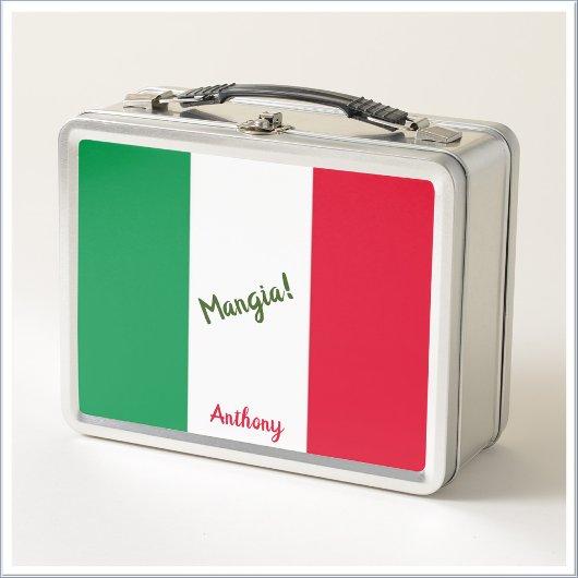 Mangia Italian Flag Red White and Green Metall Brotdose