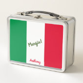 Mangia Italian Flag Red White and Green Metall Brotdose (Vorderseite)
