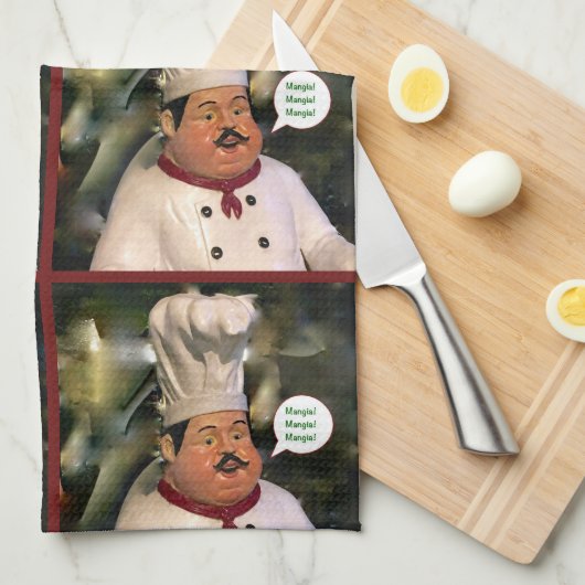 Mangia, Mangia, Mangia Geschirrtuch (Viertel Falte)