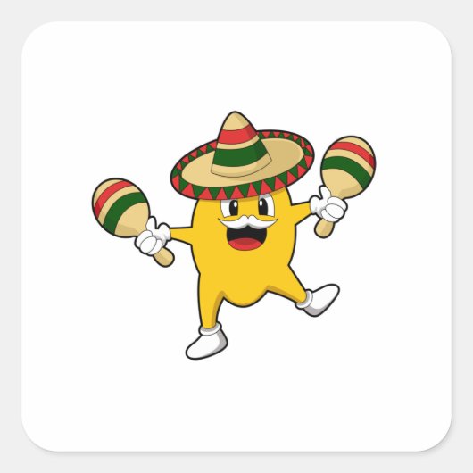 Mango als Musiker mit Maraca Quadratischer Aufkleber (Vorderseite)