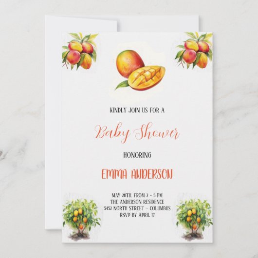 Mango-Babydusche Einladung (Vorderseite)