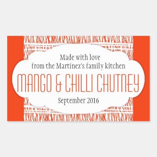Mango & Chili Chutney Orange-Aufkleber Rechteckiger Aufkleber (Vorderseite)