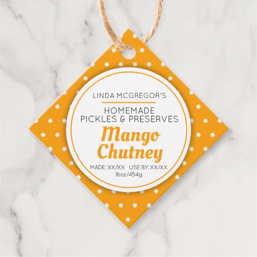 Mango Chutney-Konfitüre Geschenkanhänger (Vorderseite)