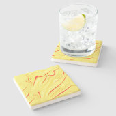 Mango-Creme, mit gekrümmtem Rot oder korallenförmi Steinuntersetzer (Seitenansicht)