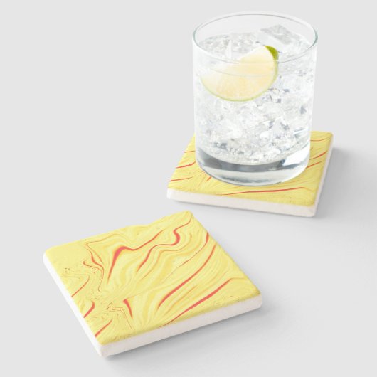 Mango-Creme, mit gekrümmtem Rot oder korallenförmi Steinuntersetzer (Seitenansicht)