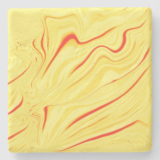 Mango-Creme, mit gekrümmtem Rot oder korallenförmi Steinuntersetzer (Vorderseite)