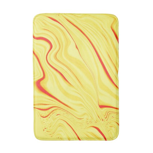 Mango-Creme mit rotem oder korallengewölbtem Schla Badematte (Vorderseite Vertikal)