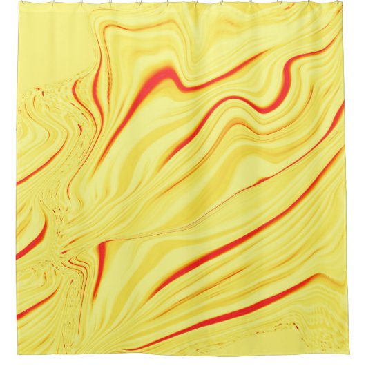 Mango-Creme mit rotem oder korallengewölbtem Schla Duschvorhang (Vorderseite)