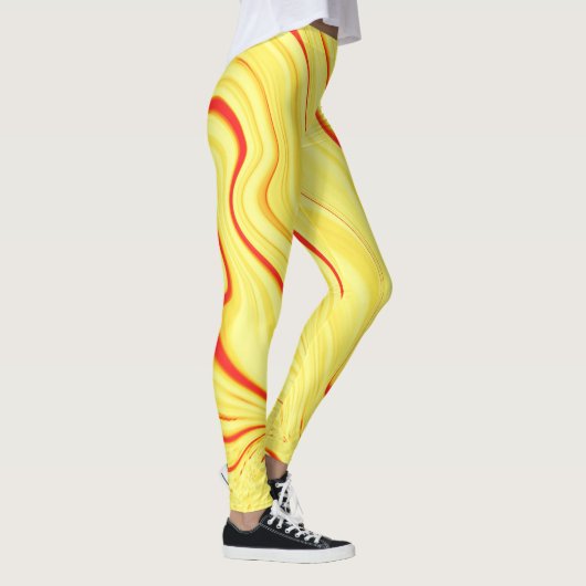 Mango-Creme mit rotem oder korallengewölbtem Schla Leggings (Rechts)