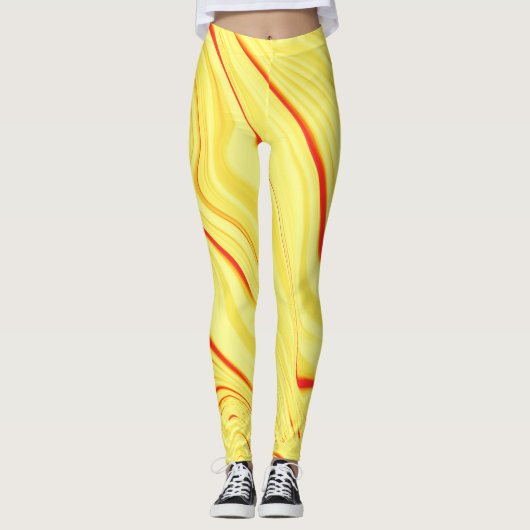 Mango-Creme mit rotem oder korallengewölbtem Schla Leggings (Vorderseite)