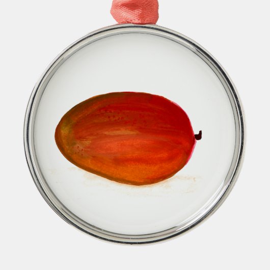 Mango Frucht Aquarell tropische Nahrung Exotische  Silbernes Ornament (Vorne)