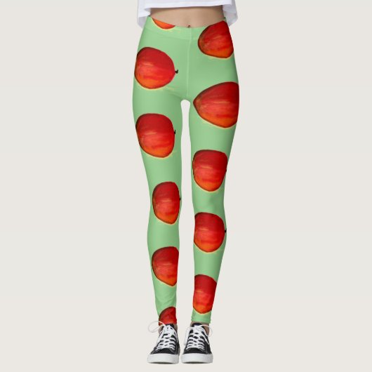 Mango Frucht Aquarellgrün Lebensmittel Tropisches Leggings (Vorderseite)