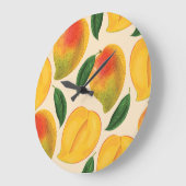 Mango Frucht Nahtloses Muster Große Wanduhr (Winkel)