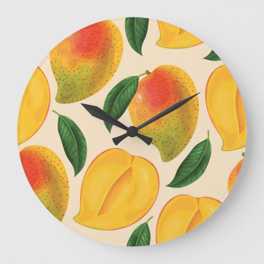 Mango Frucht Nahtloses Muster Große Wanduhr (Vorderseite)