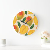 Mango Frucht Nahtloses Muster Große Wanduhr (Zuhause)