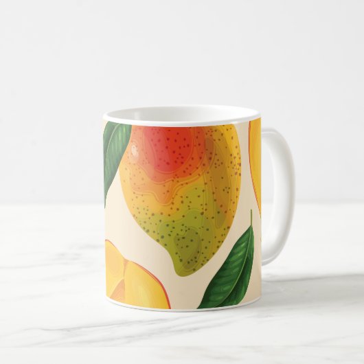 Mango Frucht Nahtloses Muster Kaffeetasse (VorderseiteRechts)
