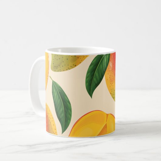Mango Frucht Nahtloses Muster Kaffeetasse (Vorderseite Links)