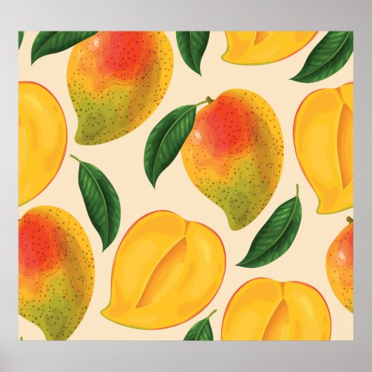 Mango Frucht Nahtloses Muster Poster (Vorne)