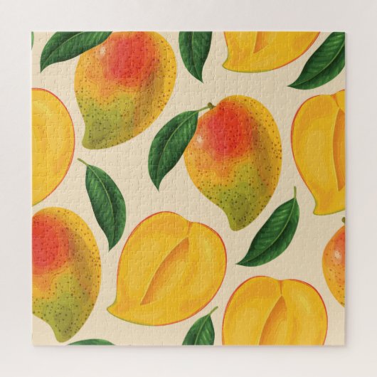 Mango Frucht Nahtloses Muster Puzzle (Vertikal)