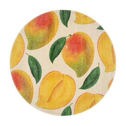Mango Frucht Nahtloses Muster Schneidebrett (Vorderseite)