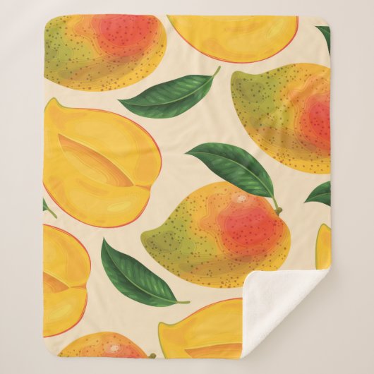 Mango Frucht Nahtloses Muster Sherpadecke (Vorderseite)