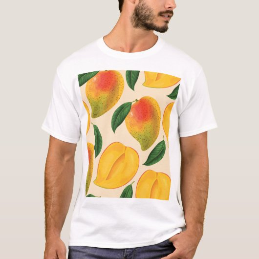 Mango Frucht Nahtloses Muster T-Shirt (Vorderseite)