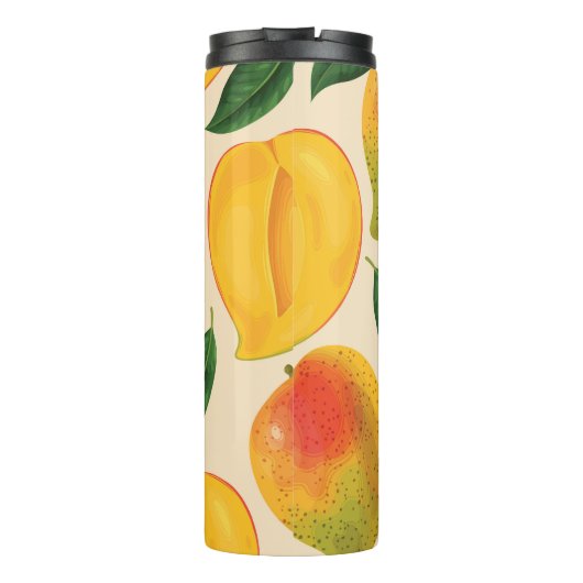Mango Frucht Nahtloses Muster Thermosbecher (Rückseite)
