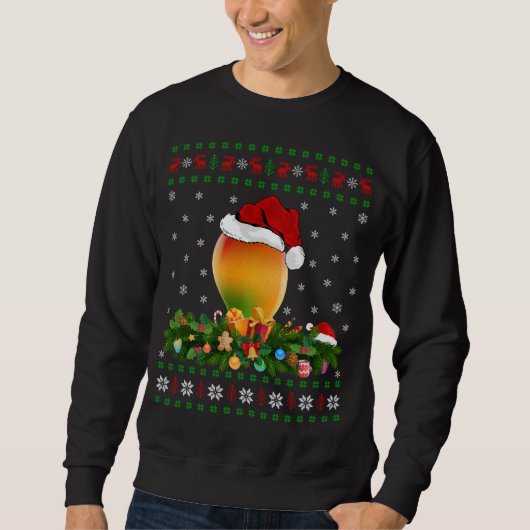 Mango Fruit Lover Xmas Weihnachtsmannmütze Ugly Ma Sweatshirt (Vorderseite)