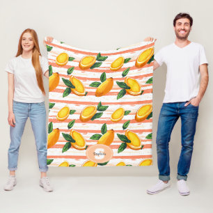 Mango Fruit Muster mit grünen Blätter Fleecedecke