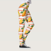 Mango Fruit Muster mit grünen Blätter Leggings (Rechts)